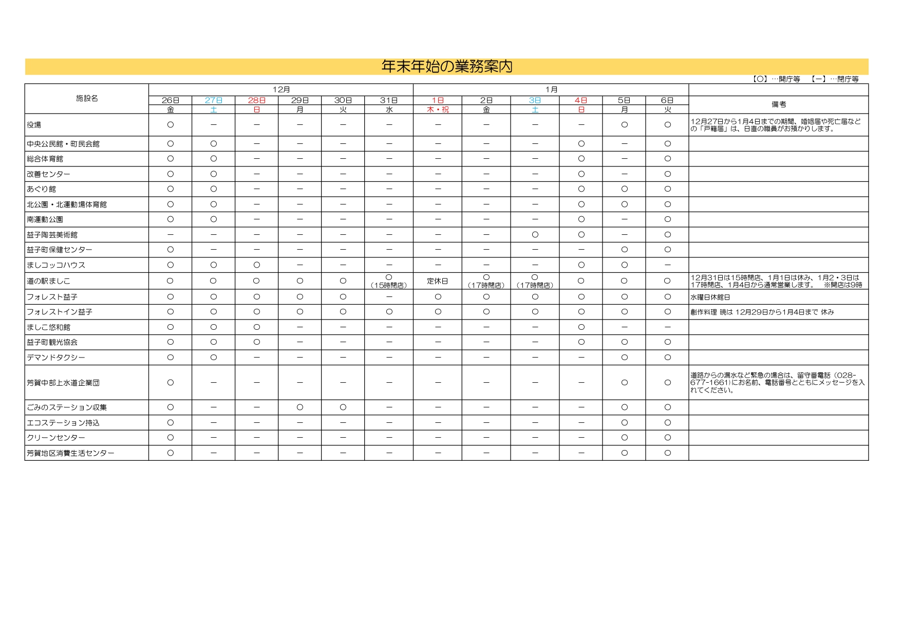 年末年始業務案内2025